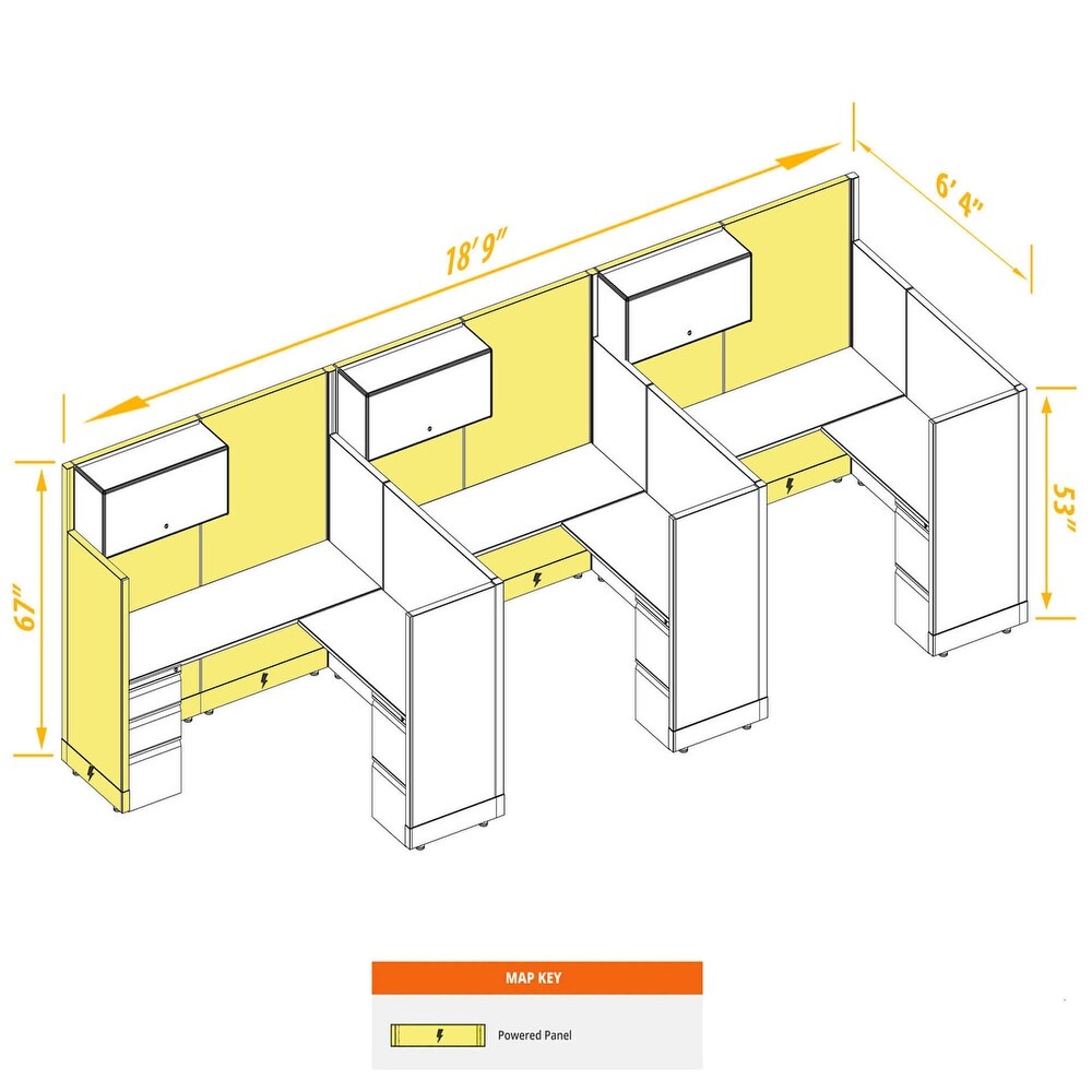 Modern Office Furniture 53 67H 3pack Inline Powered Cubicles