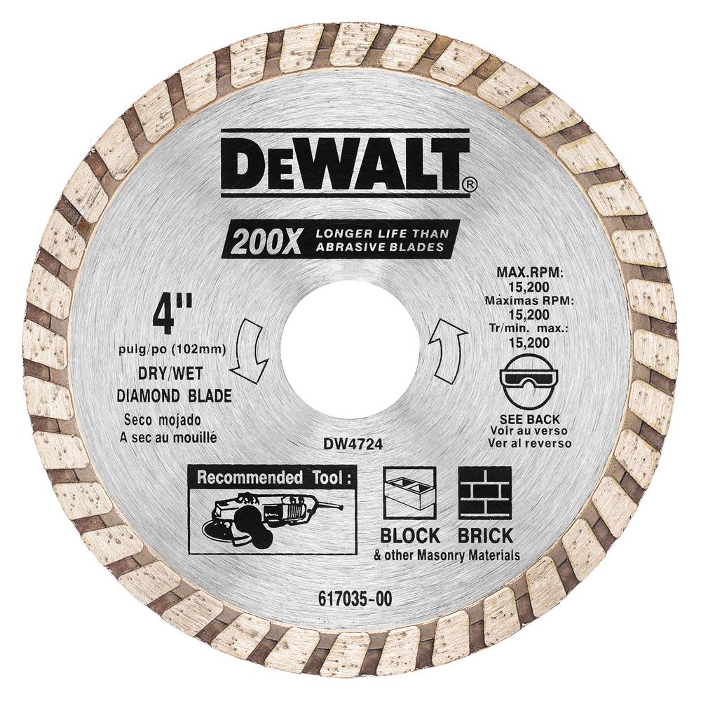 DEWALT 4-in High Performance Diamond Masonry Blade DW4724 from DEWALT