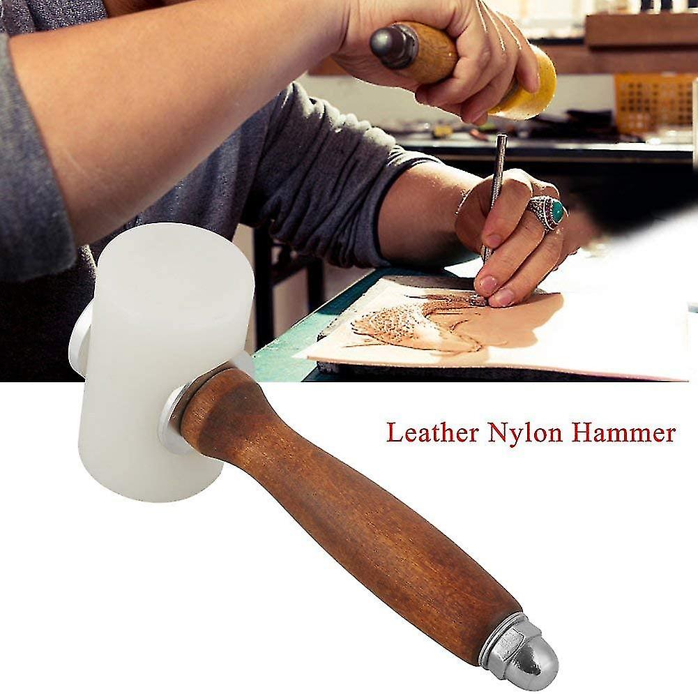 Leather Hammer Wooden Handle T Head Nylon Tool For Leather Carving Diy Leather Craft