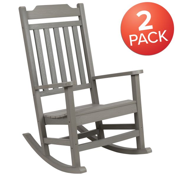 Set of 2 Winston All-Weather Rocking Chair in Gray Faux Wood