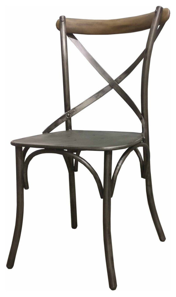 Metal Crossback Chair  Set of 2  Gunmetal/Gray   Industrial   Dining Chairs   by LH Imports  Houzz