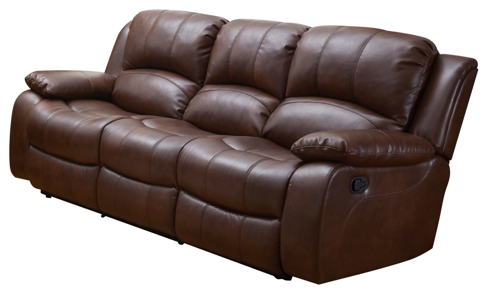 Betsy Furniture Bonded Leather Reclining Sofa  Brown   Contemporary   Sofas   by Vanity Art LLC  Houzz