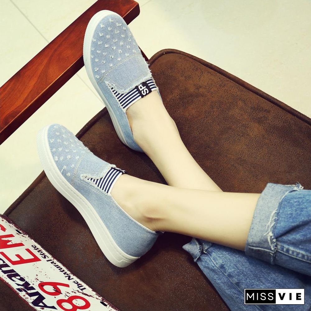 Women Denim Flats Casual Jeans Shoes Soft Flats Shoes