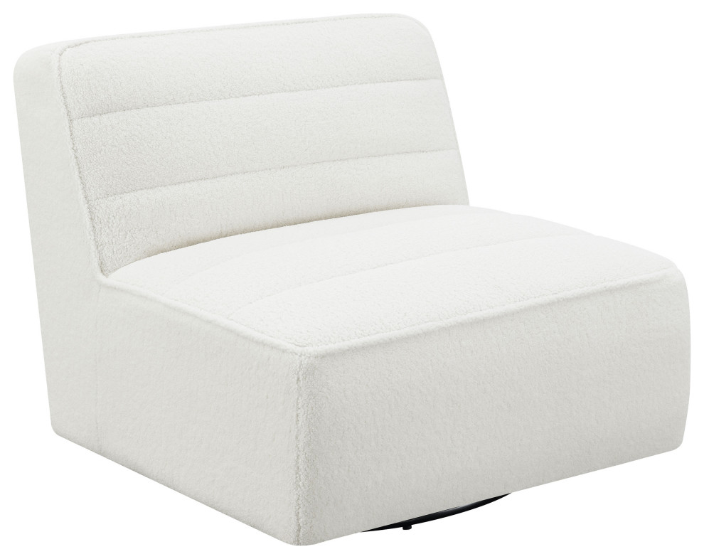 Cobie Upholstered Swivel Armless Chair Natural   Modern   Armchairs And Accent Chairs   by Modon  Houzz