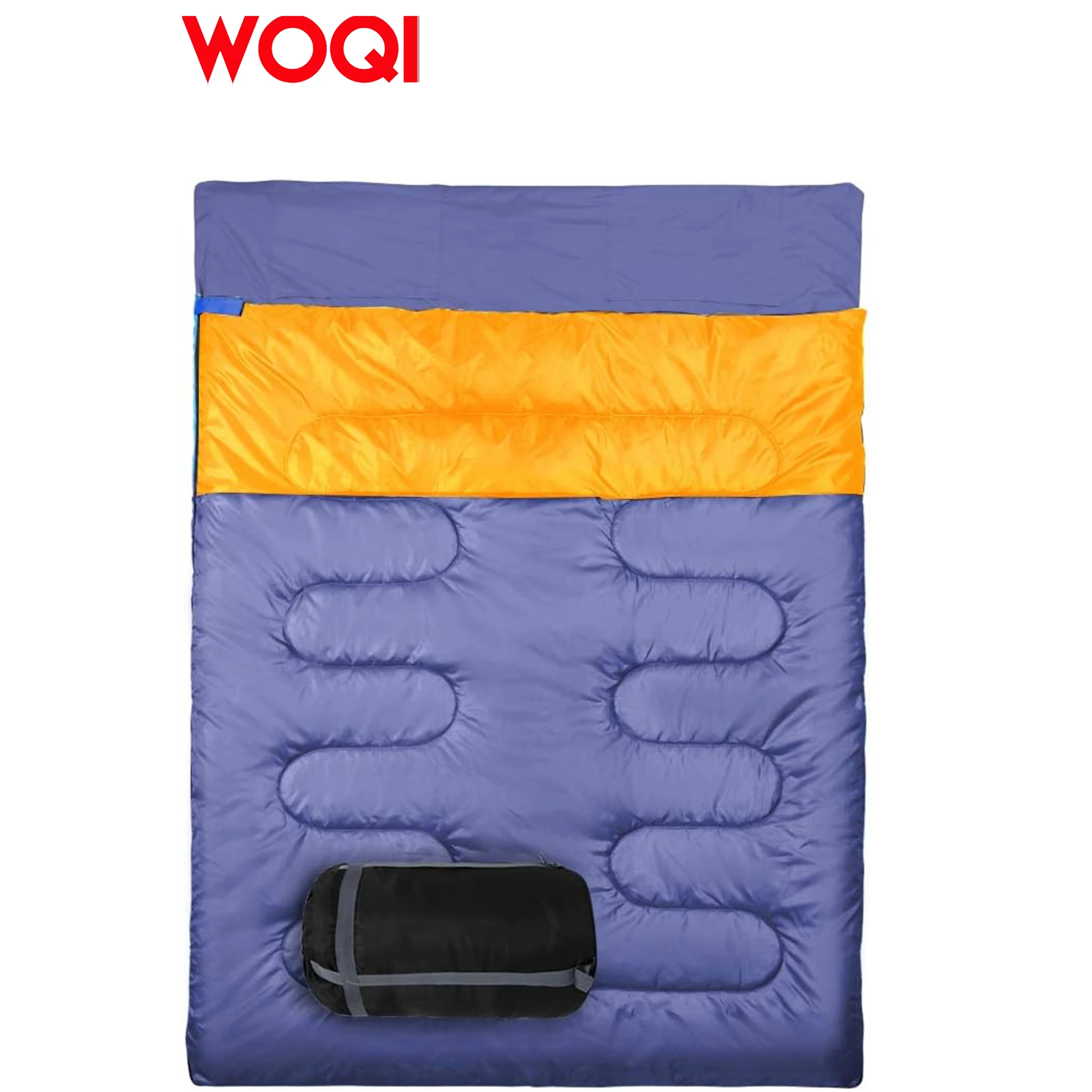 WOQI waterproof sleeping bag for two  suitable for camping  backpacking  or hiking  suitable for adults  teenagers  or families