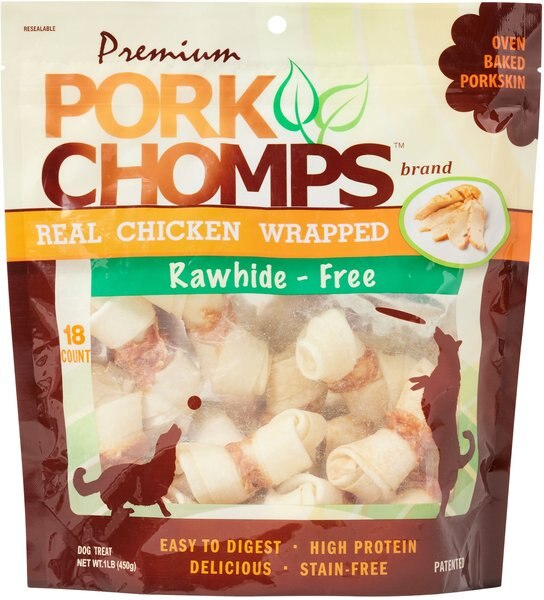 Premium Pork Chomps Real Chicken Wrapped Knotz Dog Treats