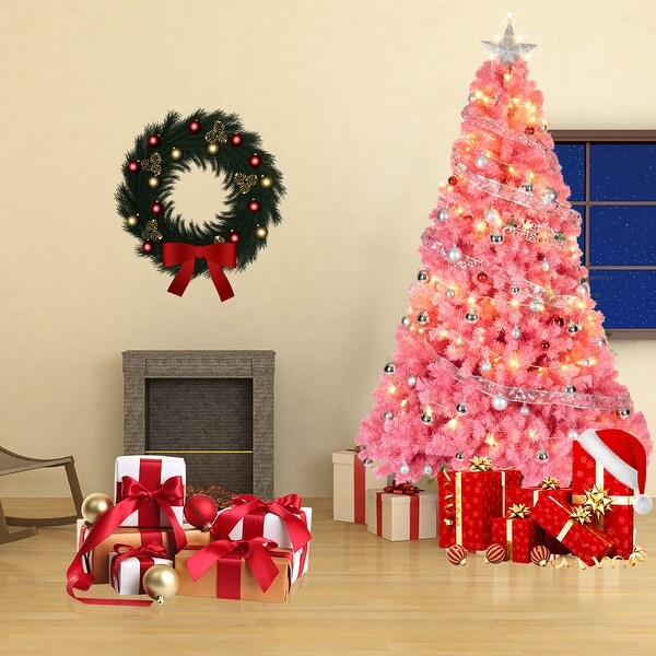 Beautiful 6ft 1600 Branches PVC Artificial Christmas Tree Pink / Black