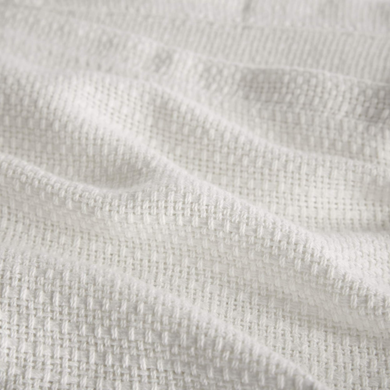 Madison Park Freshspun Basketweave Cotton Blanket Cream Twin