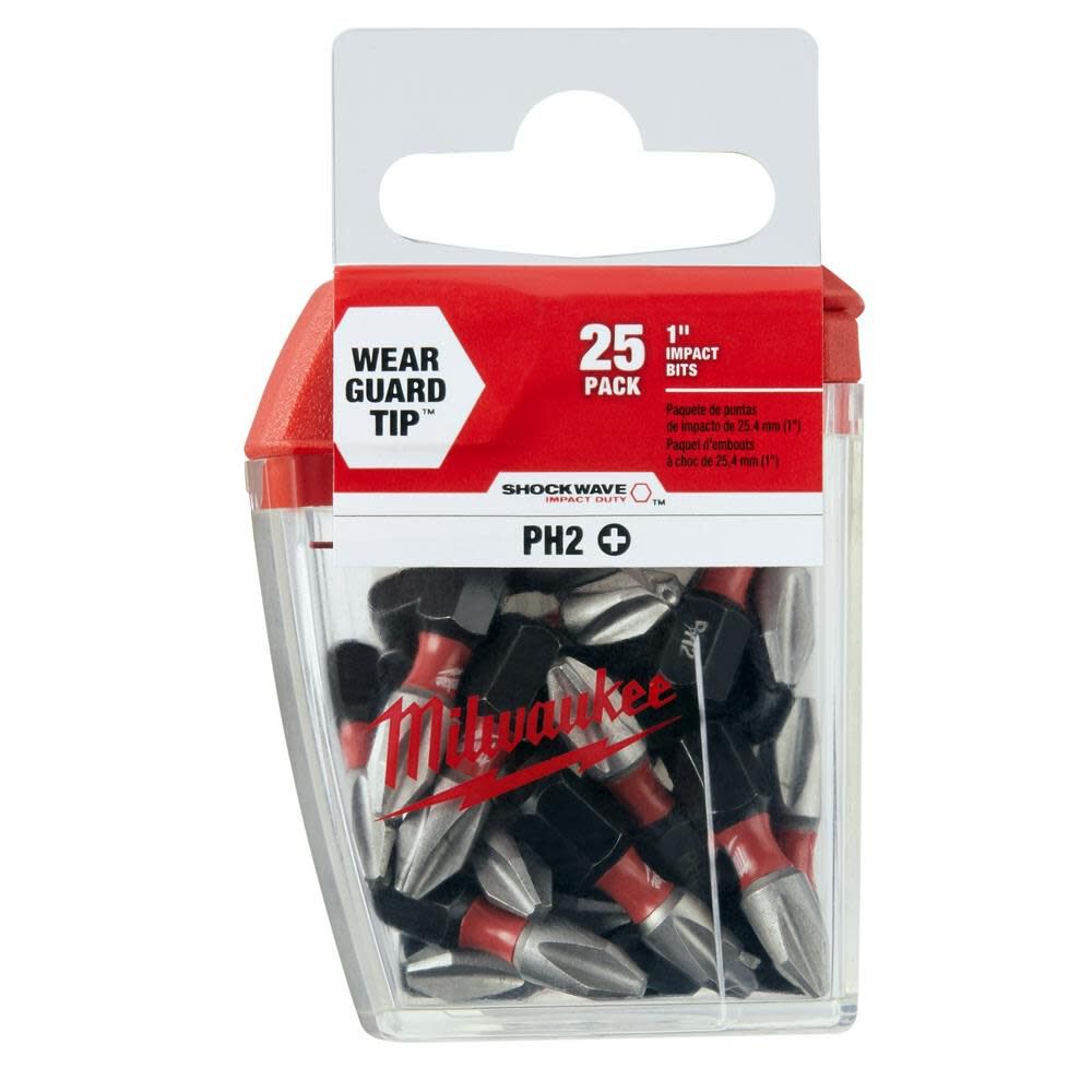 Milwaukee SHOCKWAVE Impact Phillips #2 Insert Bits (25-Piece Contractor Pack) 48-32-4604 from Milwaukee