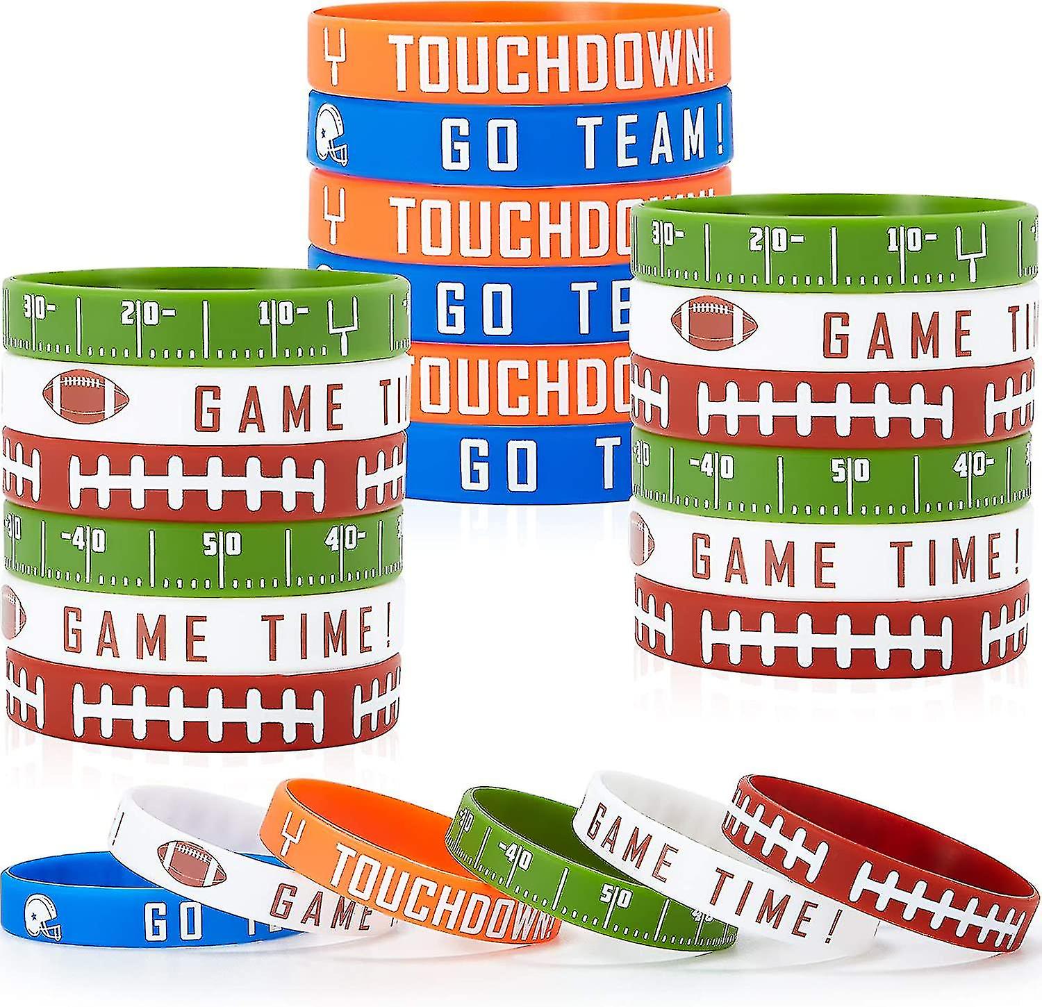 35 Pieces Football Silicone Bracelet Motivational Rubber Wristbands Rugby Silicone Wristband For Sport Themed Football Themed Birthday Party Award Gif