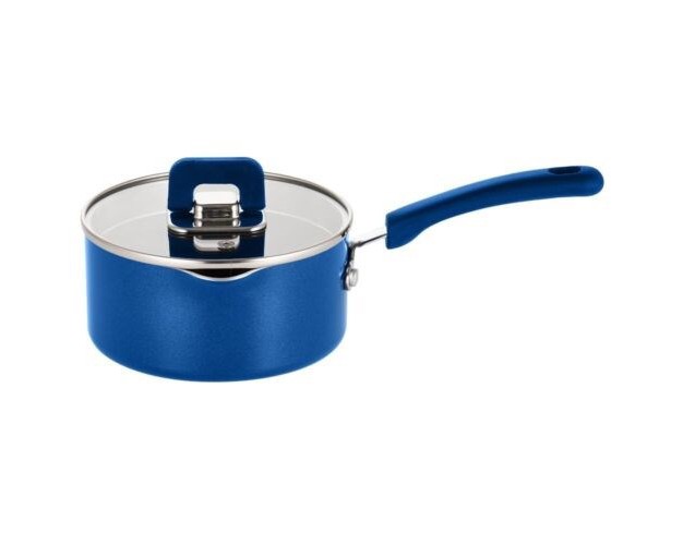 Nutrichef Saucepan Pot W Lid non stick Stylish Kitchen Cookware W Foldable Knob 1 5 Quart blue