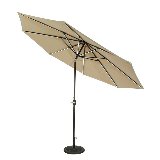 11 x27 X 11 x27 Calypso Ii Market Patio Umbrella With Solar Led Strip Lights Champagne taupe Island Umbrella