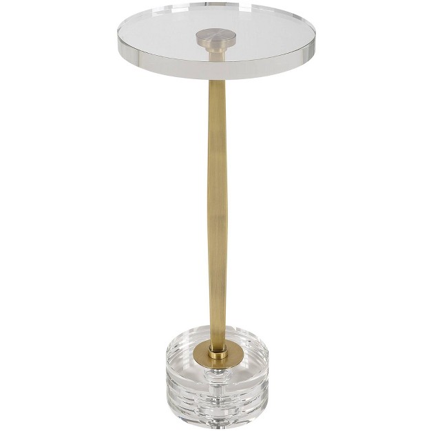 Wide Brushed Gold Crystal Round Drink Table