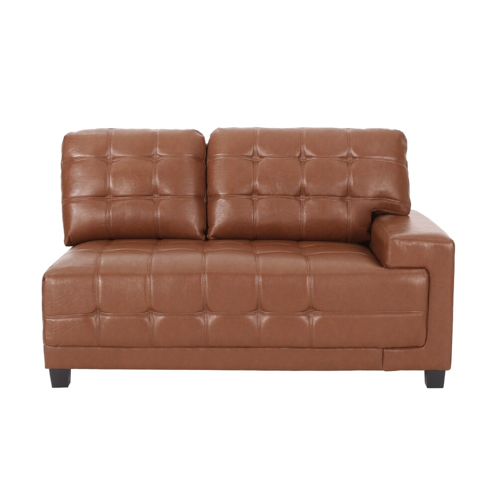 Harlar Faux Leather 3 Seater Sofa and Chaise Lounge Sectional Set by Christopher Knight Home