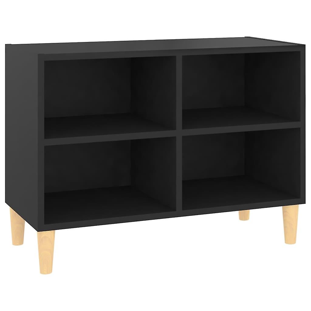 Tv Cabinet With Solid Wood Legs Black 69.5x30x50 Cm