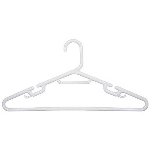 Tailor Made Products Heavy Duty Plastic Hangers, Slotted for Strappy Shirts, 36 Pack, White