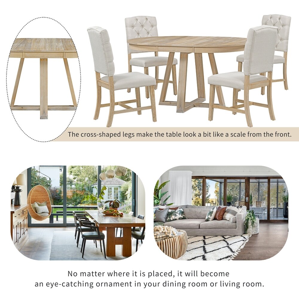 5 Piece Dining Set  Round Table with 16\