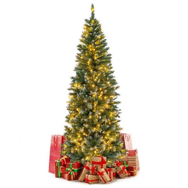 6 Feet PreLit Artificial Christmas Tree with 618 Snowy Branch Tips