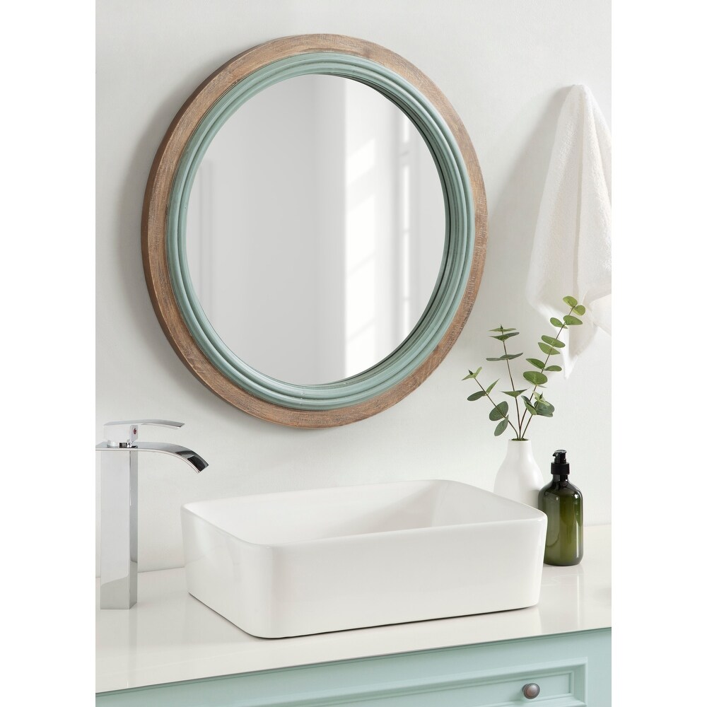 Kate and Laurel Palmer Wood Round Wall Mirror   26\