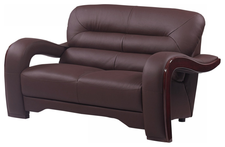 Salvatore Contemporary Premium Leather Loveseat   Contemporary   Loveseats   by Luxuriant Furniture  Houzz