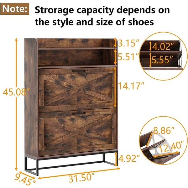 Auromie Freestanding Shoe Storage Cabinets Rustic - - 37764722