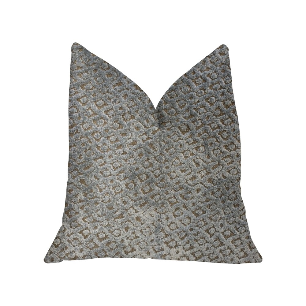 Plutus Metropolis Silver and Taupe Luxury Throw Pillow