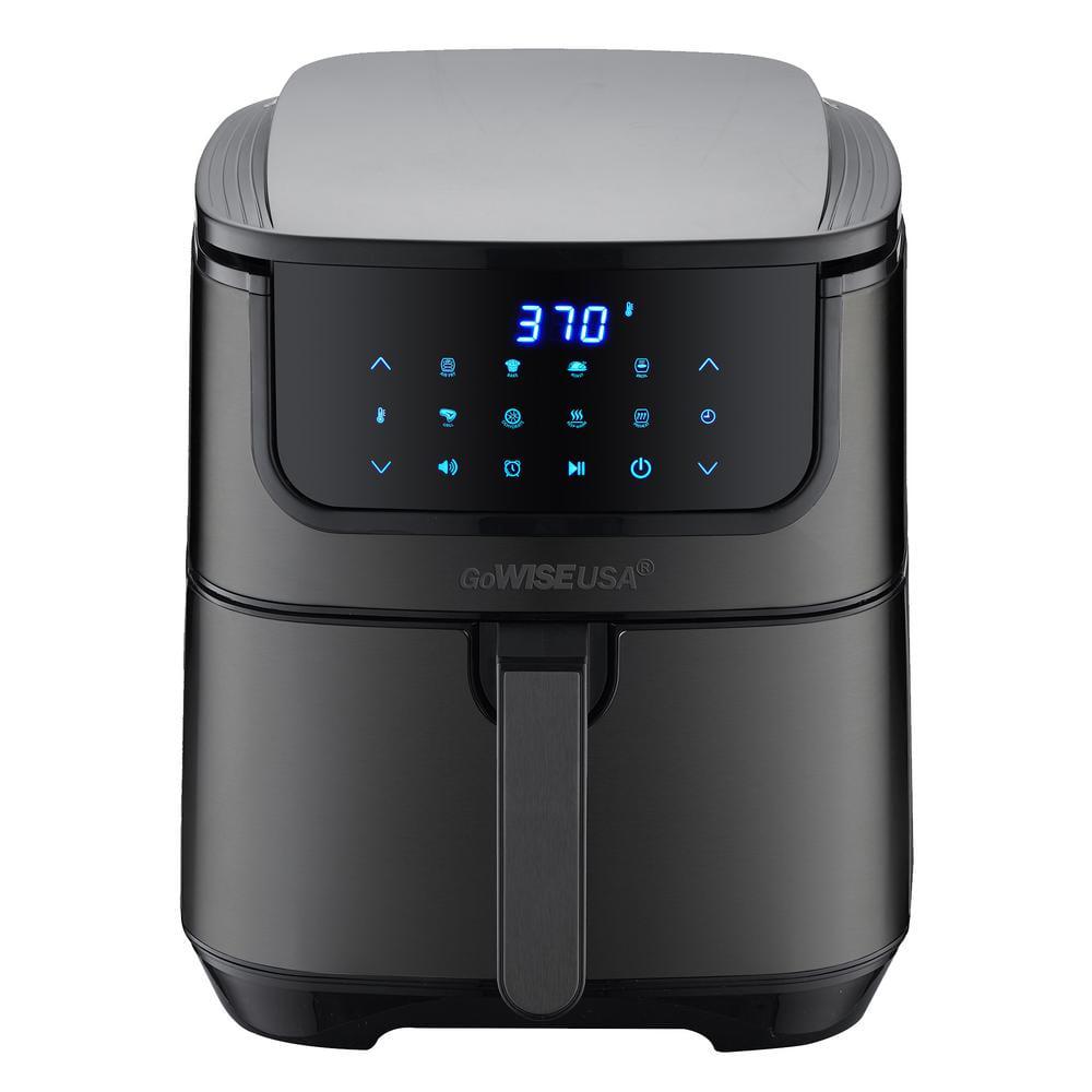 GoWISE USA Max Steel XL 7 qt Black Stainless Steel Air Fryer and Dehydrator