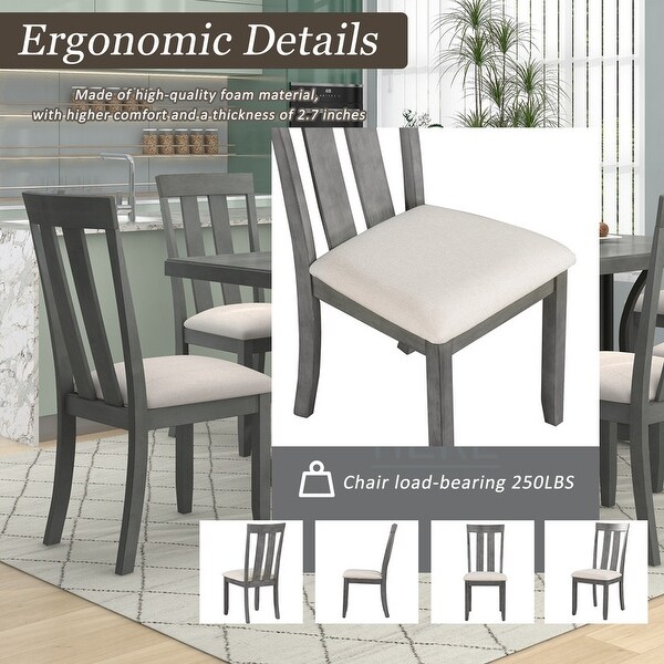 Set of 4 Dining Chairs Soft Fabric Dining Room Chairs with Seat Cushions and Curved Back