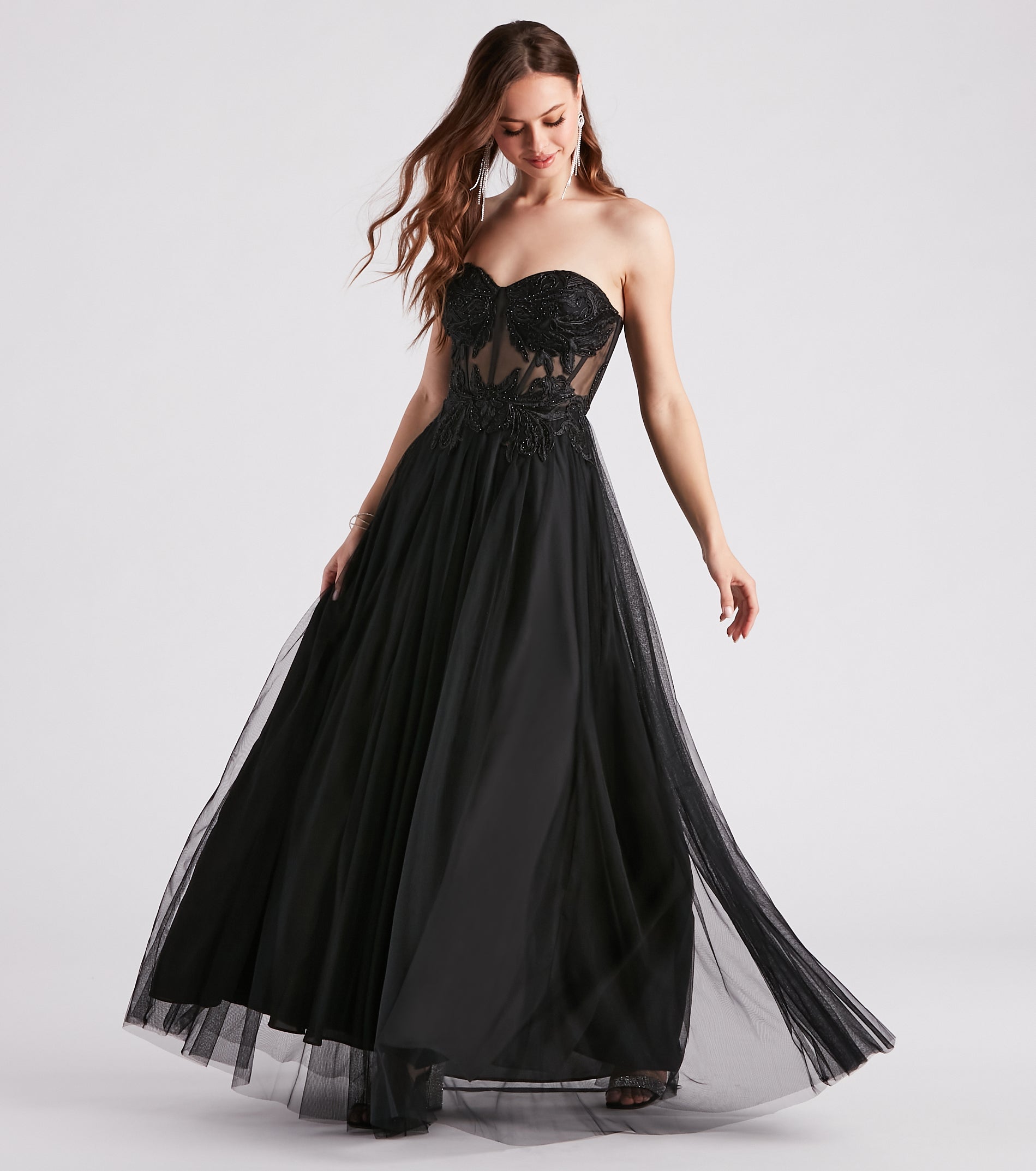 Alora Rhinestone Embroidered Tulle Ball Gown