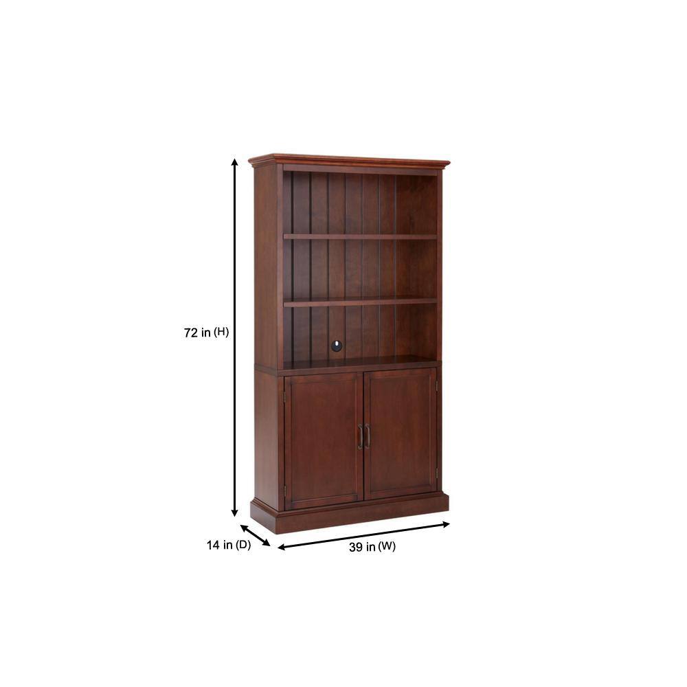 Home Decorators Collection Royce 72 in. Walnut Brown Wood 3-Shelf Standard Bookcase with Adjustable Shelves SK19051Br2-SB