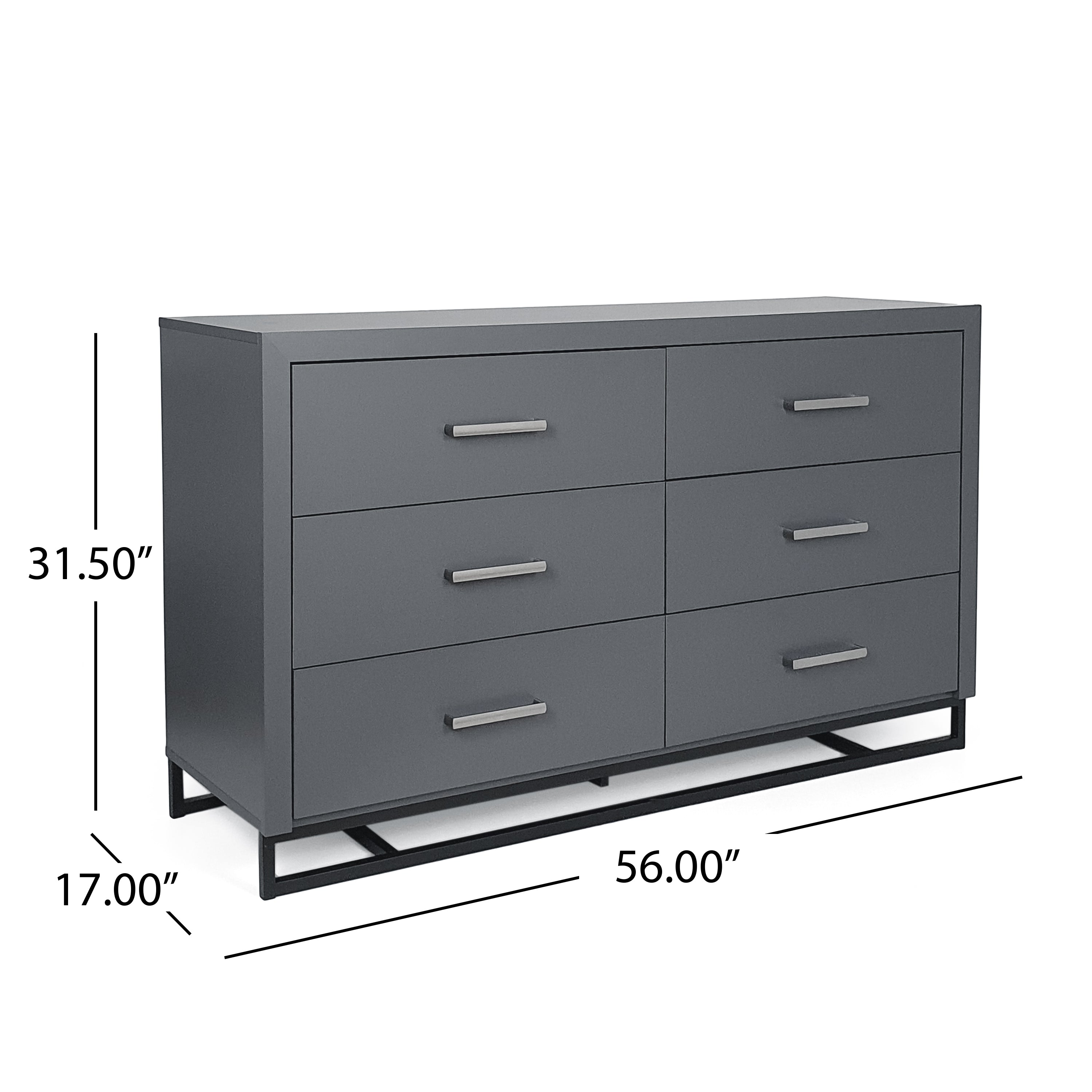 Borah Contemporary Faux Wood 6 Drawer Double Dresser