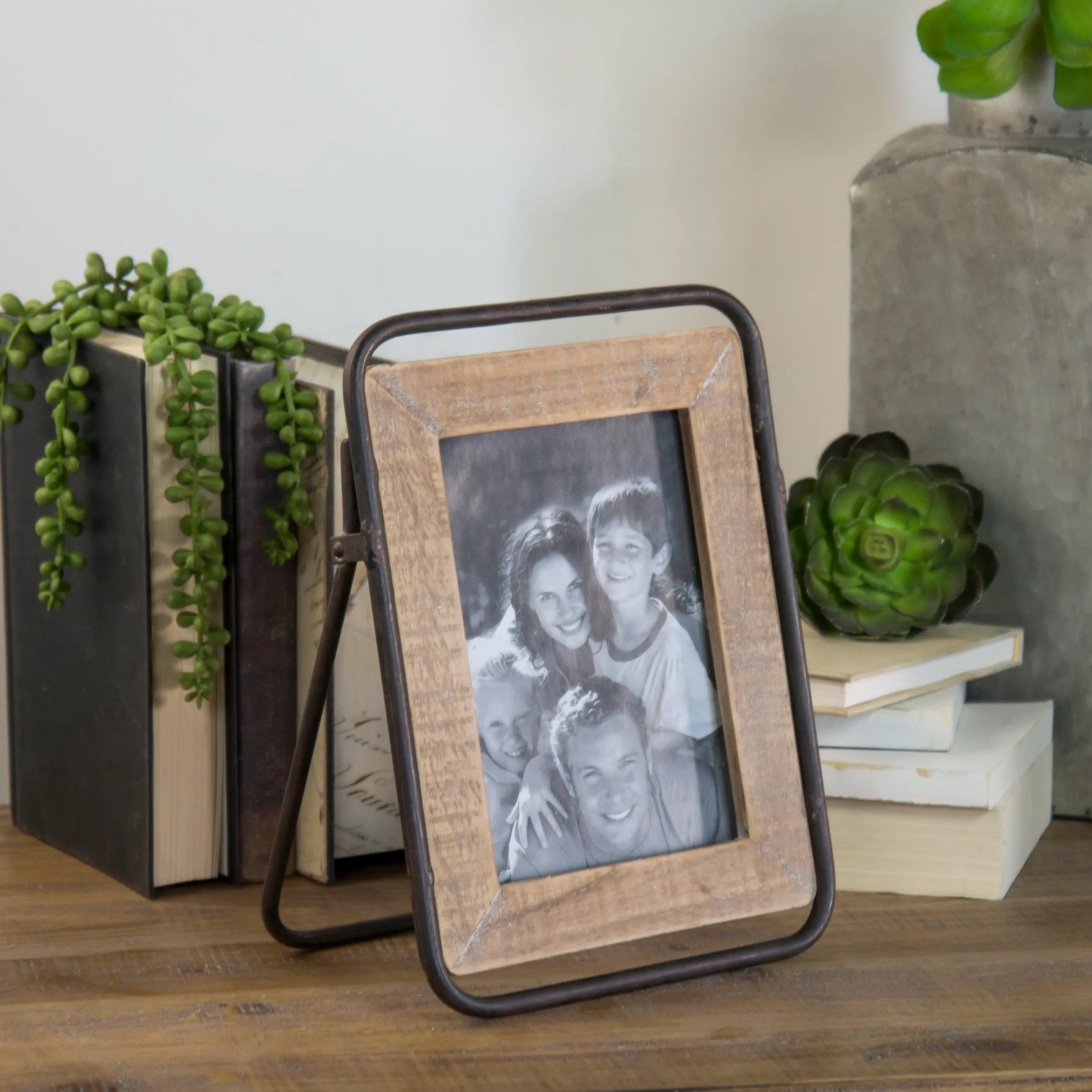 Brown and Black Wood and Metal 5x7 Picture Frame