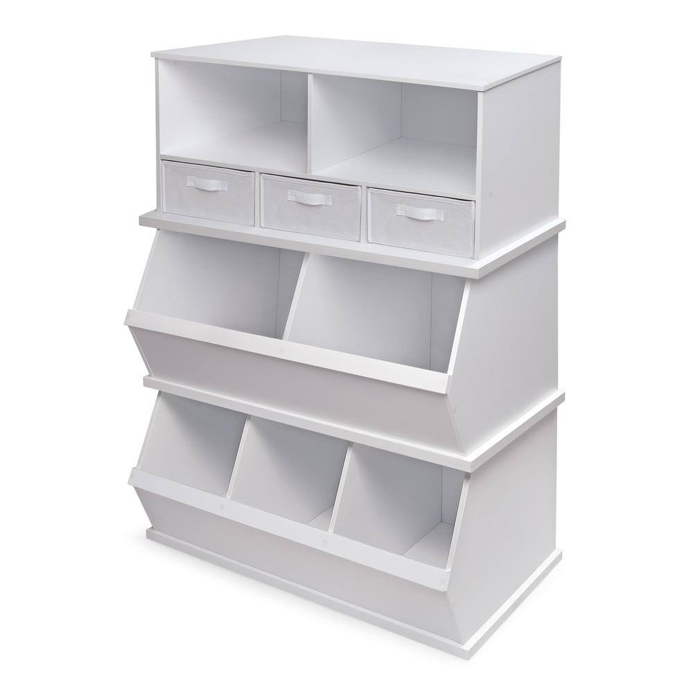 Badger Basket 37 in. W x 17 in. H x 19 in. D White Stackable 2-Storage Cubbies 97733