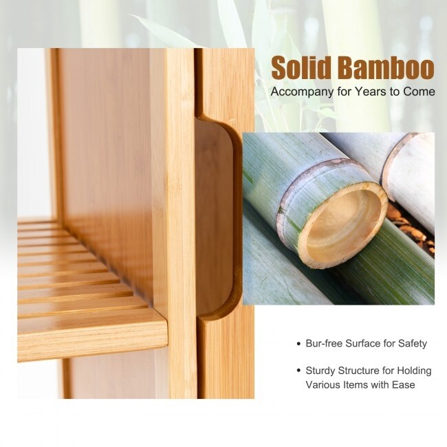 Bamboo Bathroom Storage Cabinet with Single Door Natural   26\