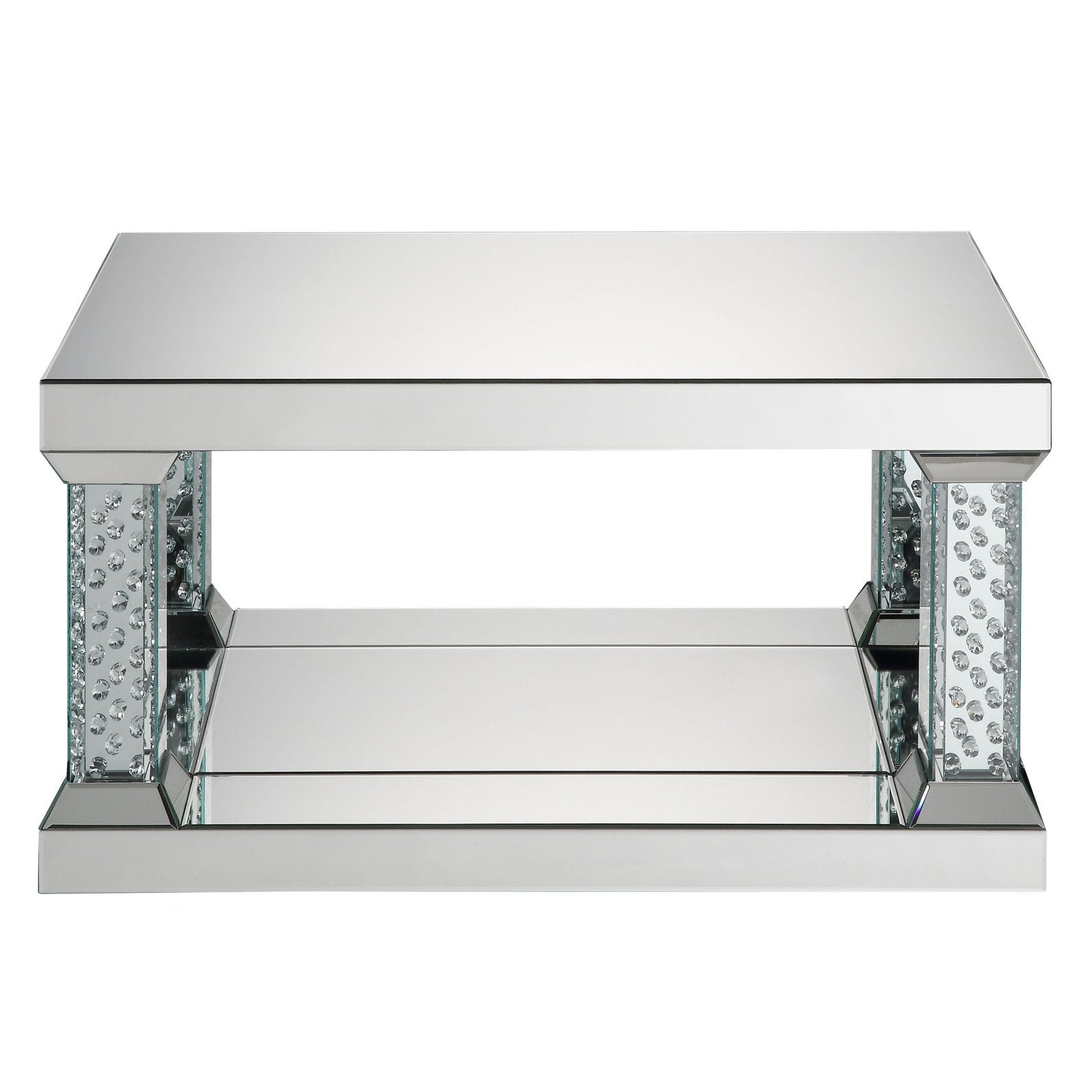 ACME Nysa Square Coffee Table in Mirrored and Faux Crystals