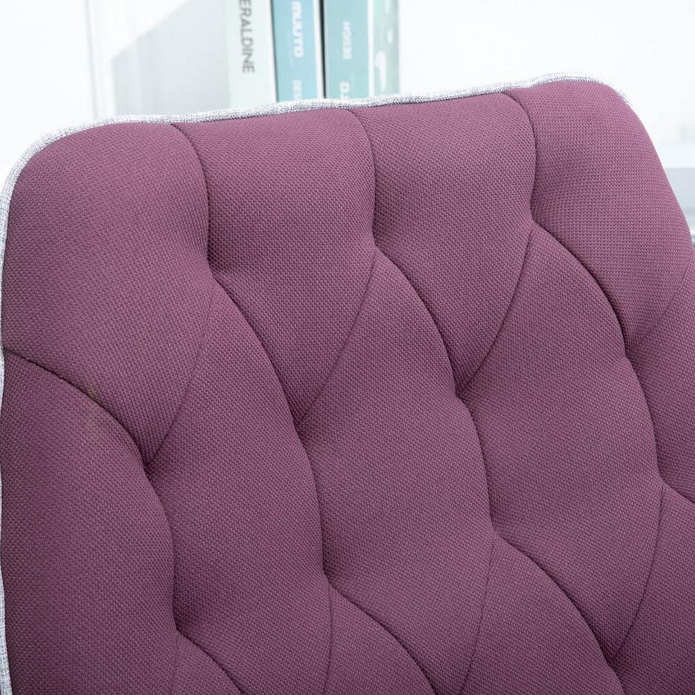 Vinsetto Purple, Modern Mid-Back Tufted Fabric Home Office Desk Chair with Arms, Swivel Adjustable Task Chair, Upholstery Chair 921-102VT