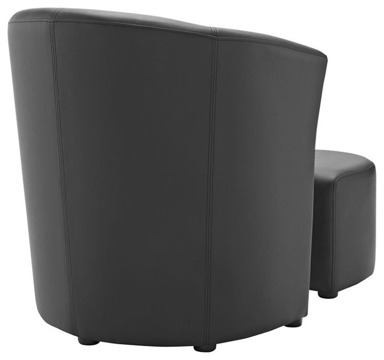 Hawthorne Collections Faux Leather Accent Chair with Ottoman in Black   Contemporary   Armchairs And Accent Chairs   by Homesquare  Houzz