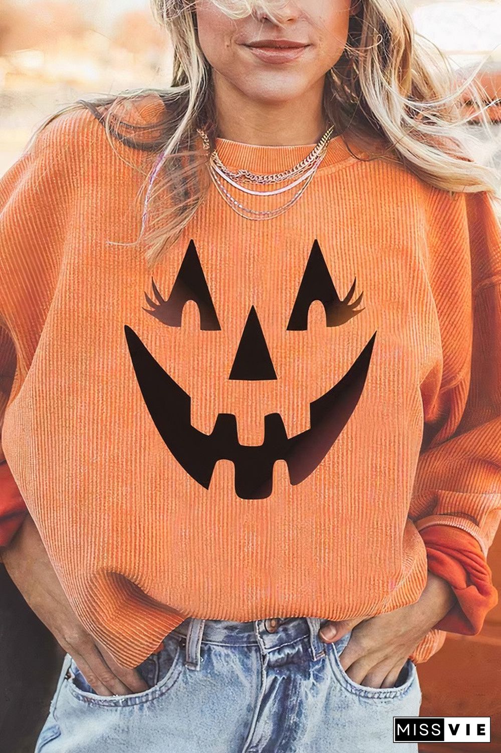 Letter & Halloween Print Drop Shoulder Sweatshirt