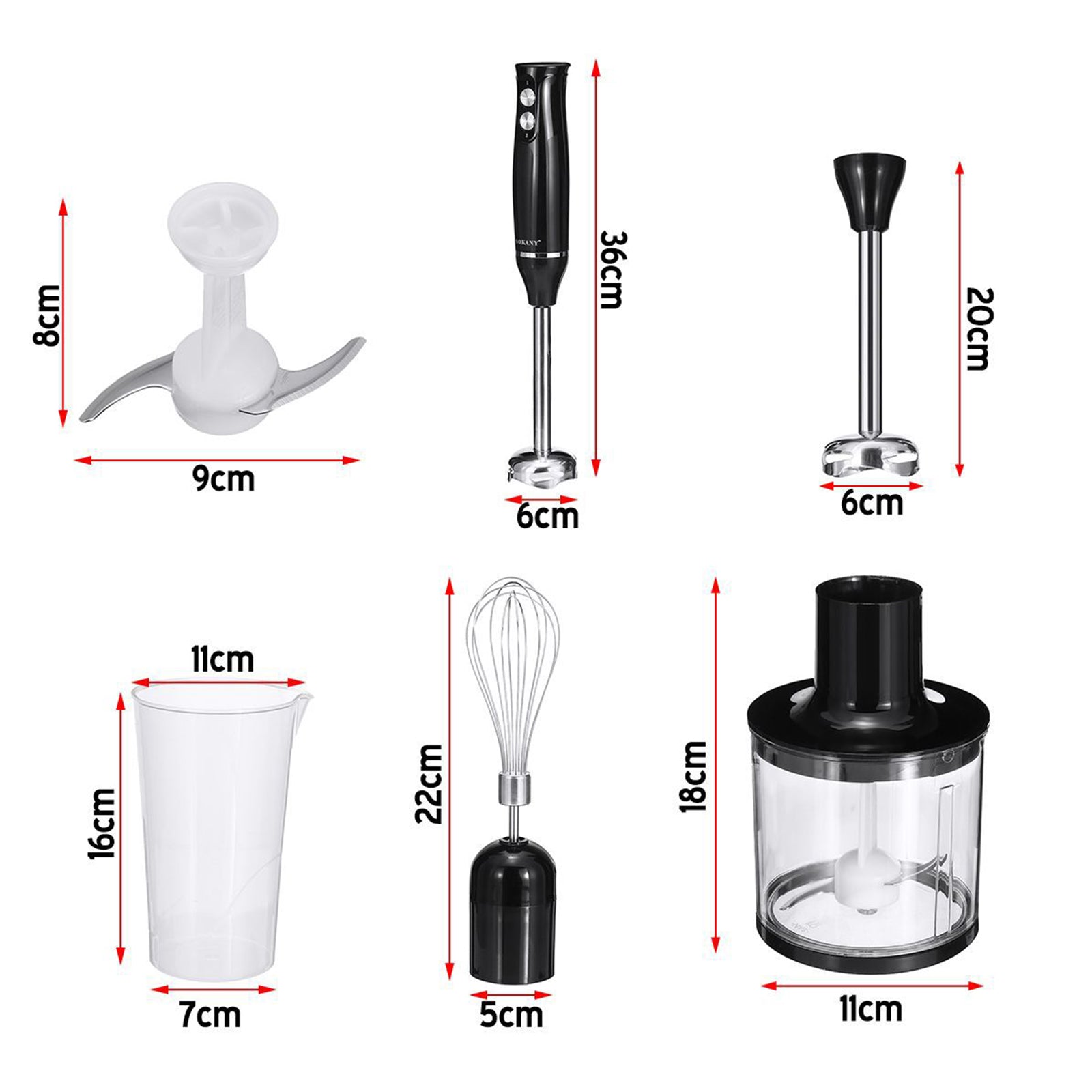 Wobythan  500W 4 in 1 Multifunctional Hand Blender Electric Mixer Meat Grinder Egg Beater Food Processor