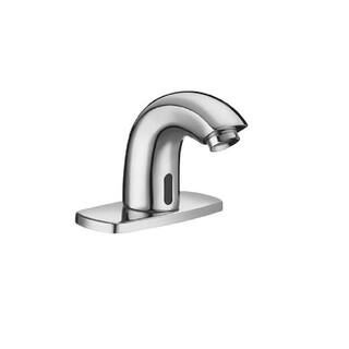 SLOAN SF2150 Battery-Powered Low Body Single Hole Touchless Bathroom Faucet with 4 in. Deck Plate in Polished Chrome 3362102