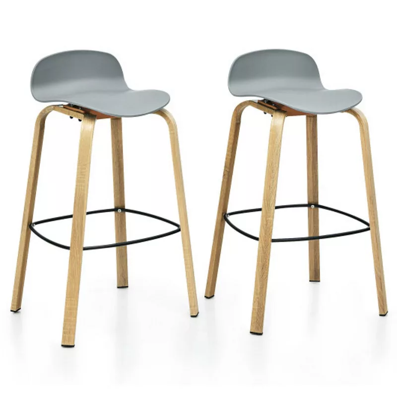 Hivago Set of 2 Modern Barstools Pub Chairs with Low Back and Metal Legs