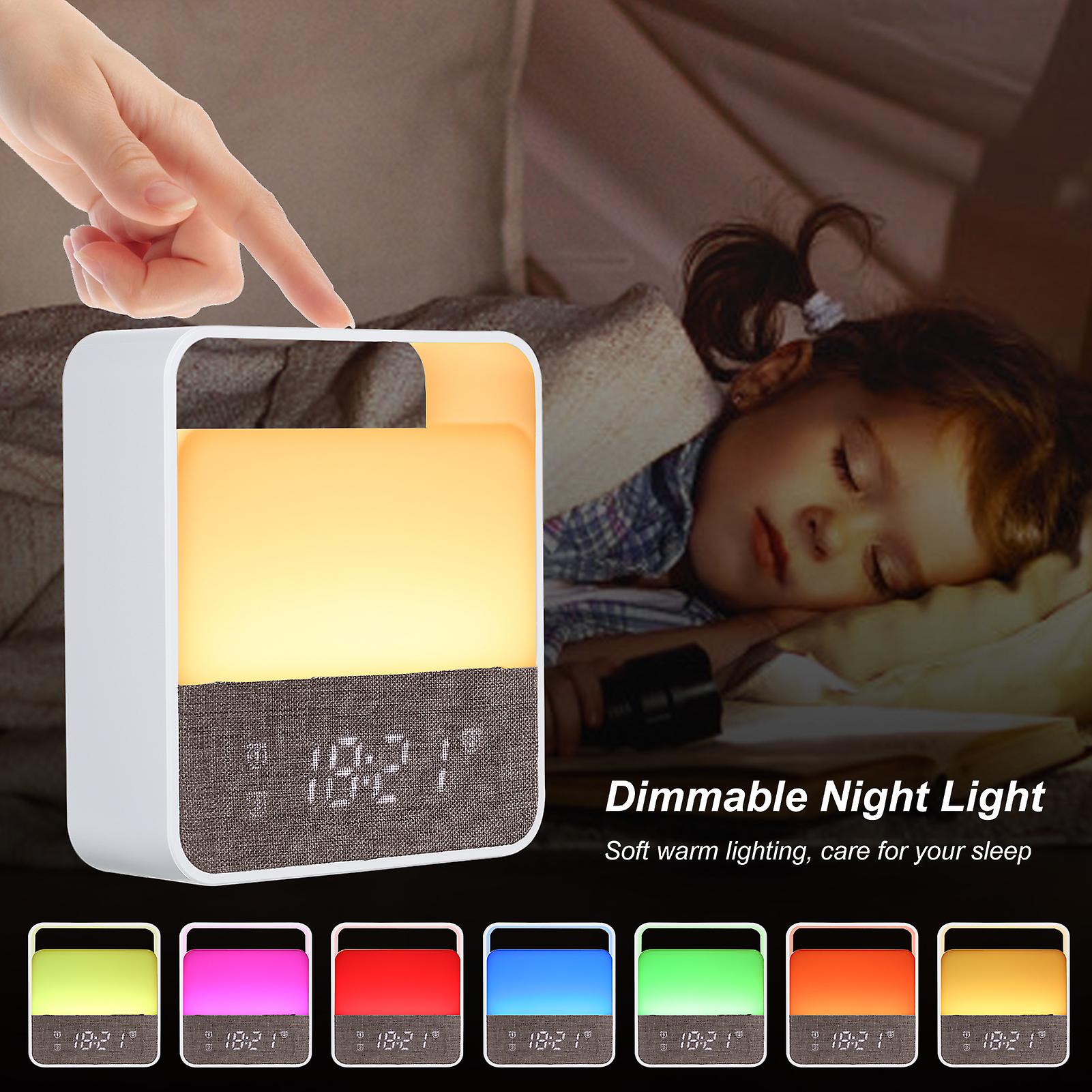 Usb Rechargeable Night Light With Alarm Clock Dimming Warm White and Color Changing Bedside Table Lamp Times Display 3 Alarms Wake Up Clock Light For Ki