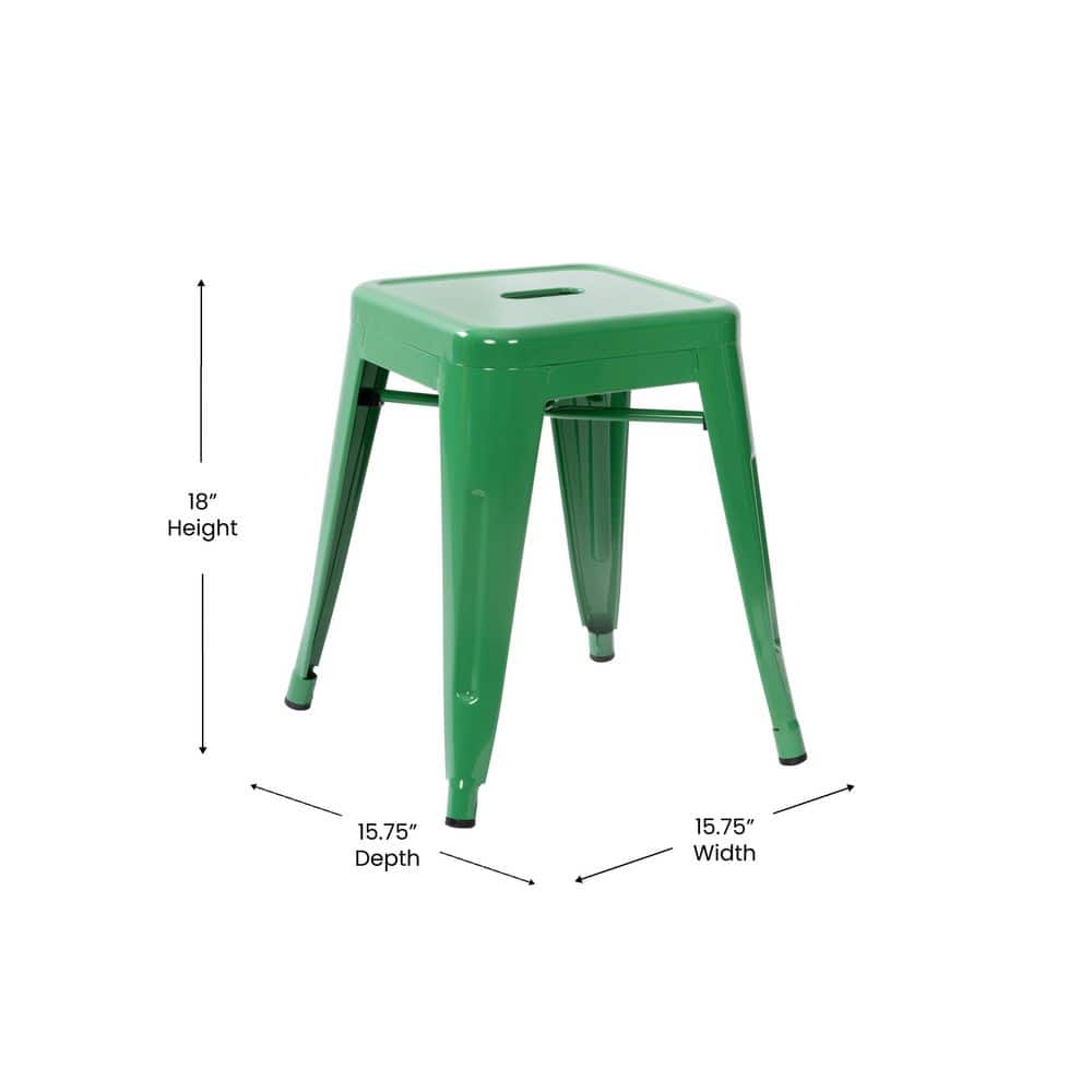 Carnegy Avenue 18 in. Green Backless Metal Bar Stool with Metal Seat Set of 4 CGA-ET-509914-GR-HD