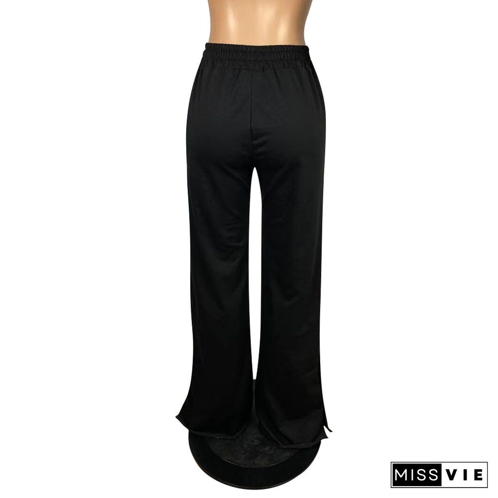 High Waist Straight Hole Wide Leg Pants