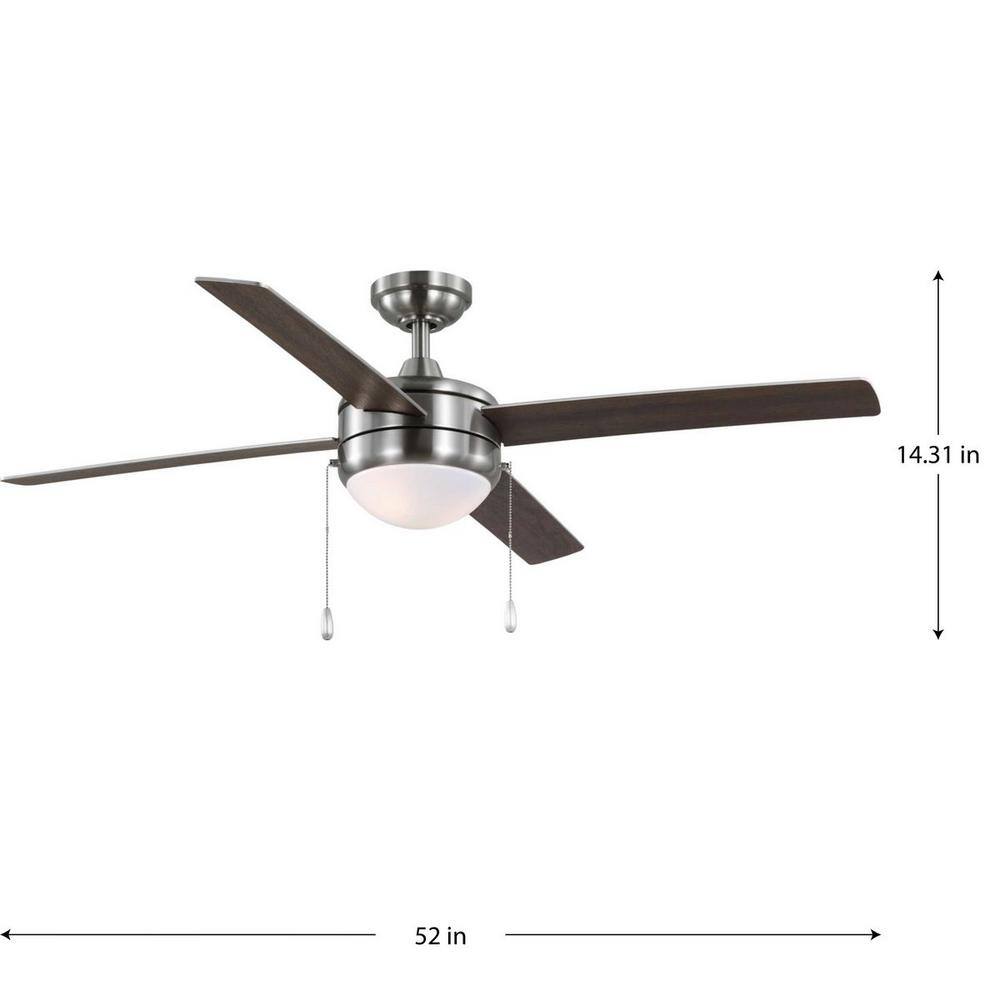Progress Lighting McLennan II 52 in. LED Indoor 4-Blade Brushed Nickel Transitional Ceiling Fan with Light Kit P250089-009-WB