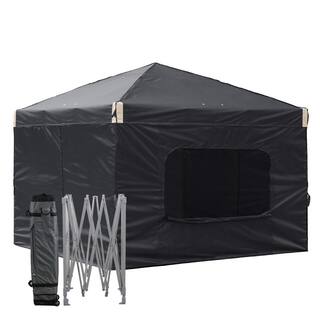 Aoodor 12 ft. x 12 ft. Pop Up Canopy Tent with Removable Sidewallwith Roller Bag-Black 800-153-BK-C