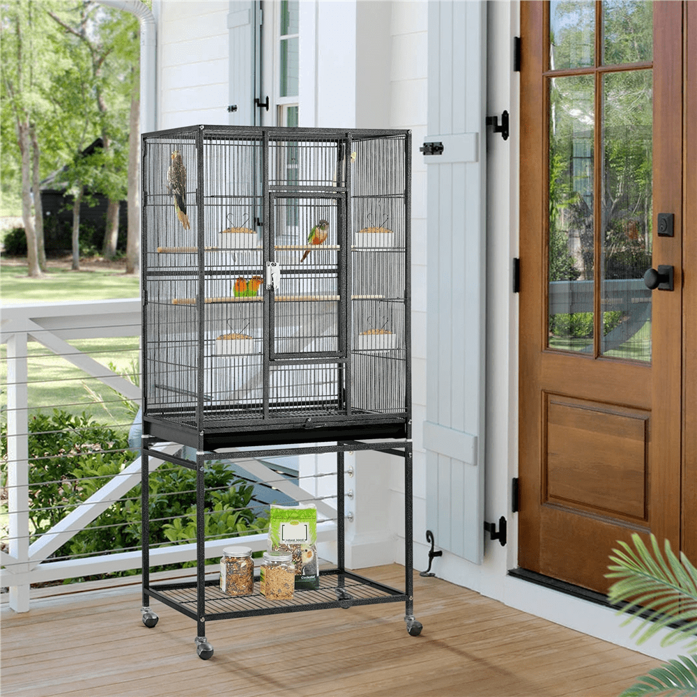 Yaheetech 53.7'' H Rolling Bird Cage w/ Stand  for Conures Parakeets Cockatiels，Black