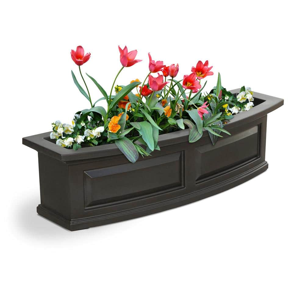 Mayne Nantucket 36 in. x 11.5 in. Self-Watering Espresso Polyethylene Window Box 4830-ES