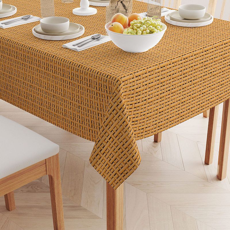 Square Tablecloth， 100% Polyester， 54x54， Bam boo Cane Wicker