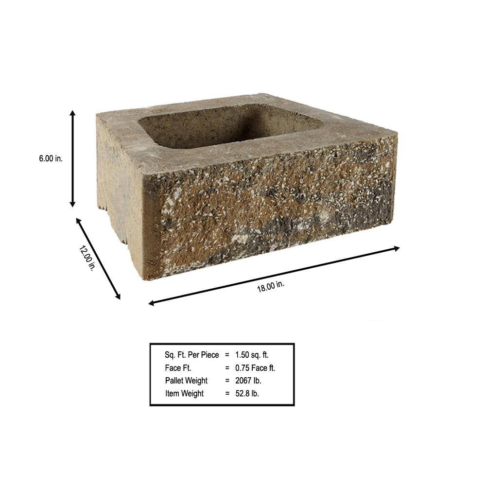 Pavestone ProMuro 6 in. x 18 in. x 12 in. Ozark Blend Concrete Retaining Wall Block (40 Pcs.  30 sq. ft.  Pallet) 11016028